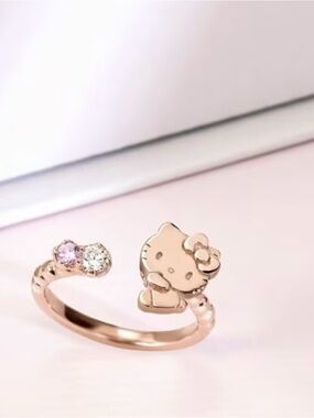 Hello Kitty Rose Gold Open Ring with Accent Stones
